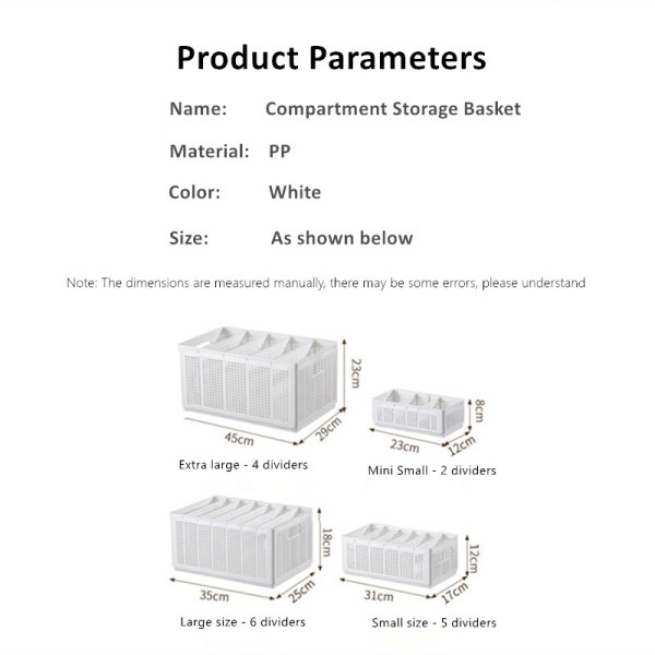 Compartment storage baskets