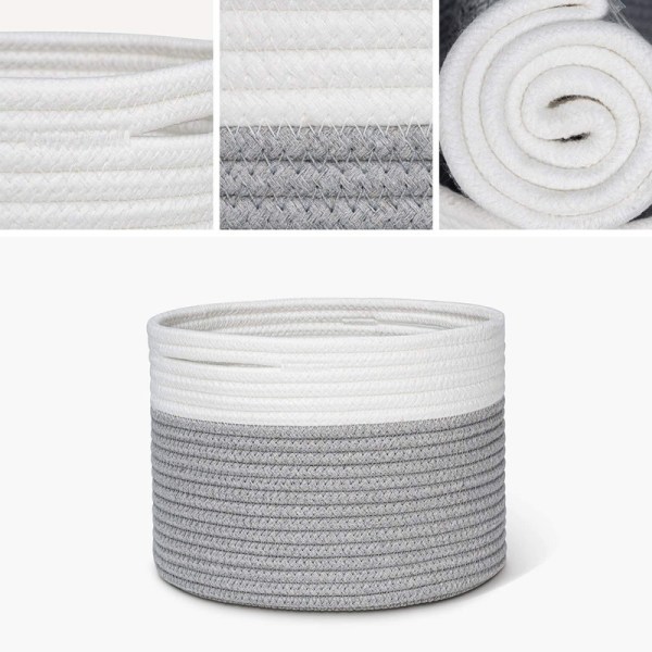 Grey storage baskets