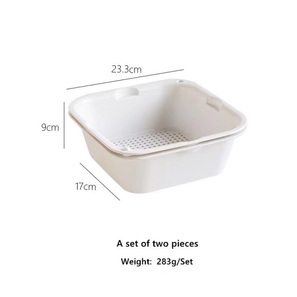 Square double layer drainage basket